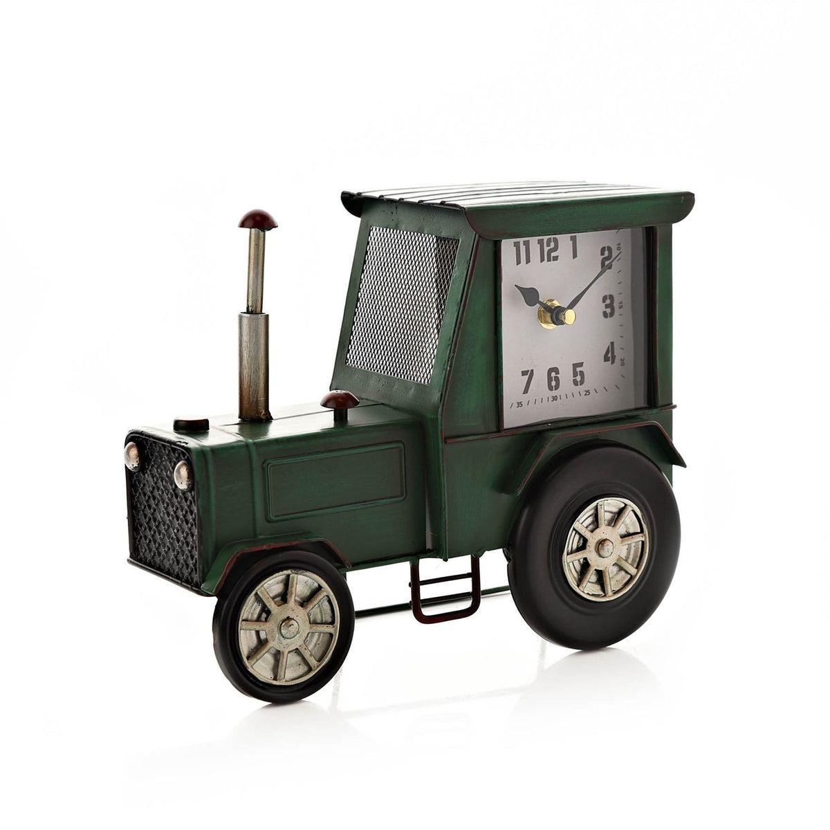 Distressed Tractor Mantel Clock with Square Dial - Green