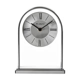 Arched Roman Dial Chrome & Wood Veneer Mantel Clock - Silver