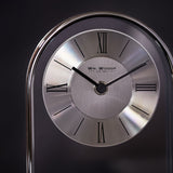 Arched Roman Dial Chrome & Wood Veneer Mantel Clock - Silver