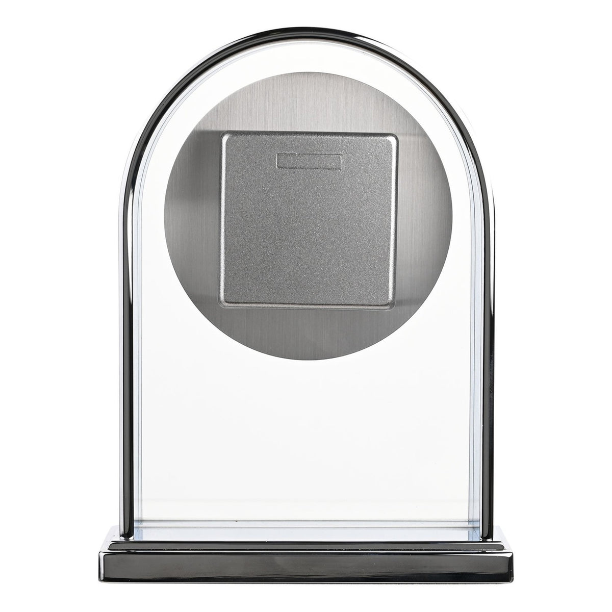 Arched Roman Dial Chrome & Wood Veneer Mantel Clock - Silver