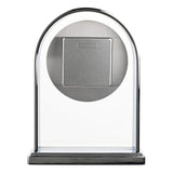 Arched Roman Dial Chrome & Wood Veneer Mantel Clock - Silver