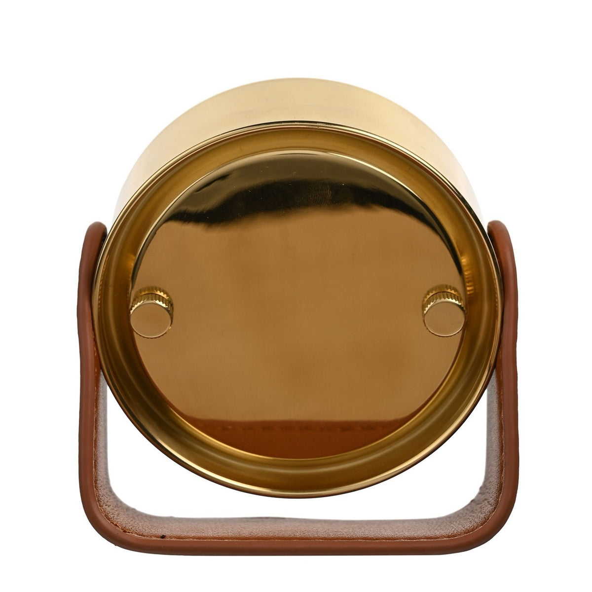Round Roman Numeral Mantel Clock with Stand - Gold & Brown