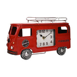 Camper Van Quartz Metal Mantel Clock with Roof Rack - Red