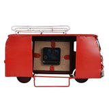 Camper Van Quartz Metal Mantel Clock with Roof Rack - Red