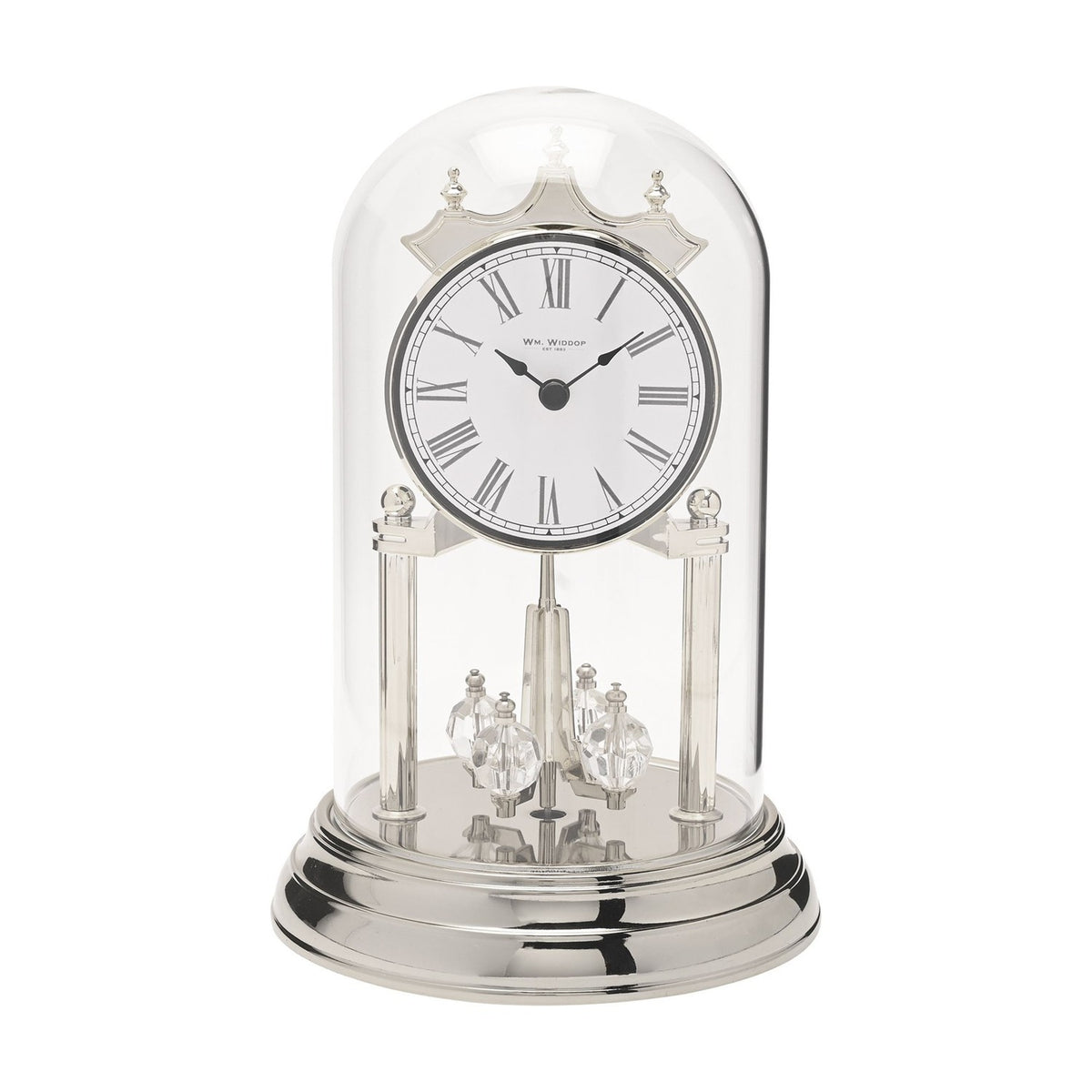 Arched Rotating Pendulum Anniversary Mantel Clock - Silver