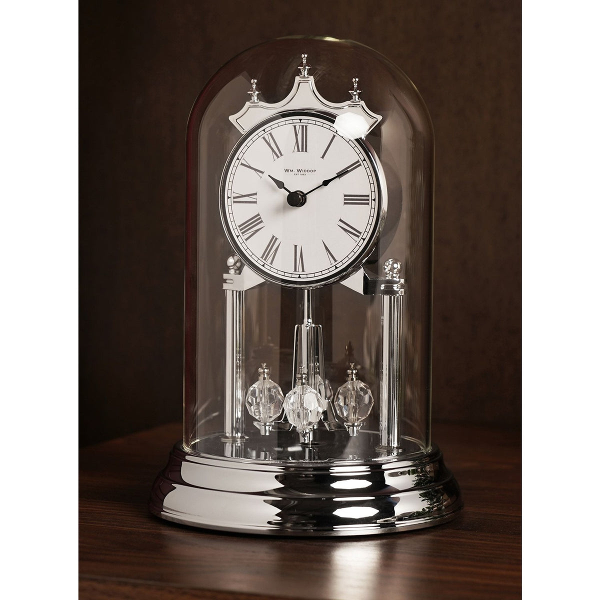 Arched Rotating Pendulum Anniversary Mantel Clock - Silver