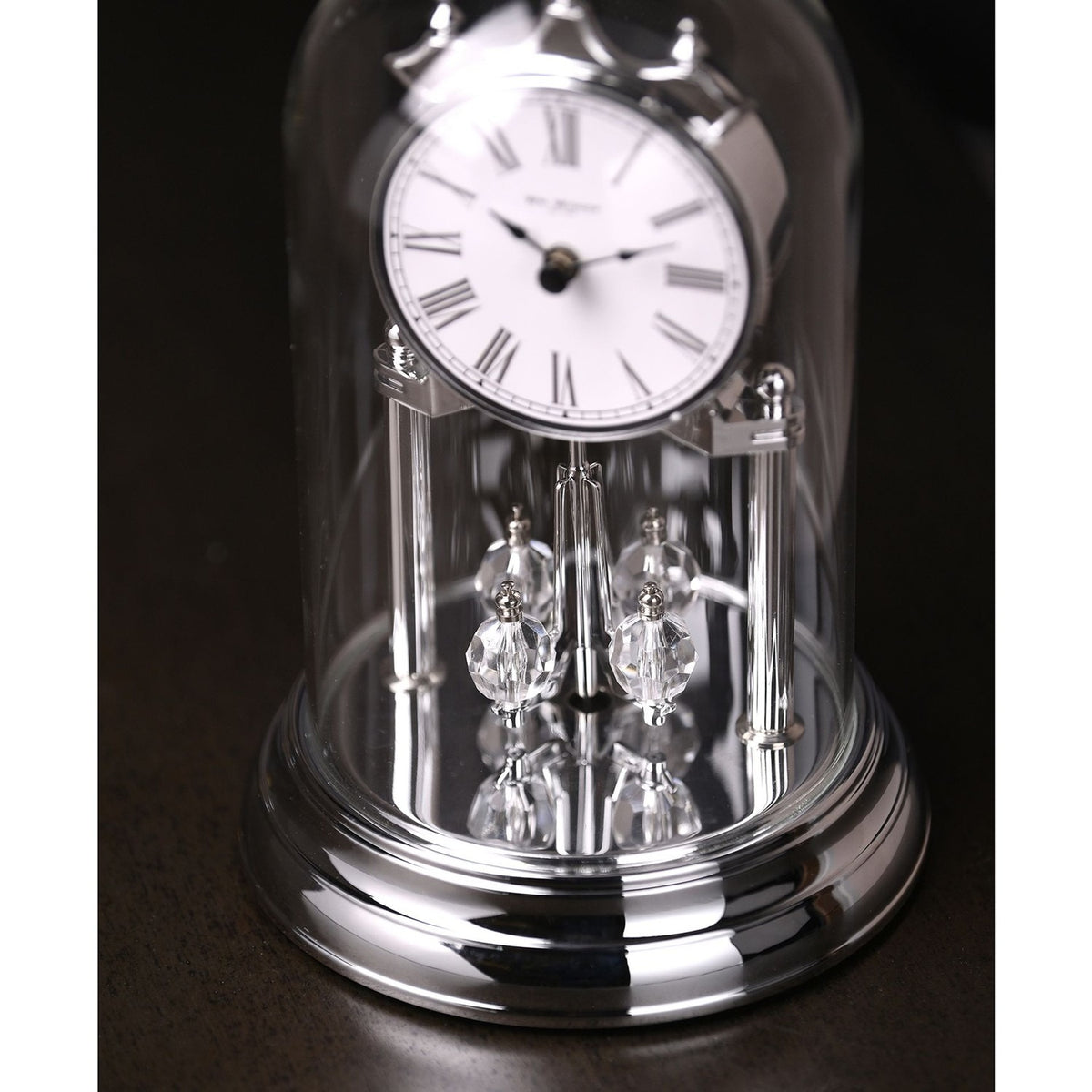 Arched Rotating Pendulum Anniversary Mantel Clock - Silver