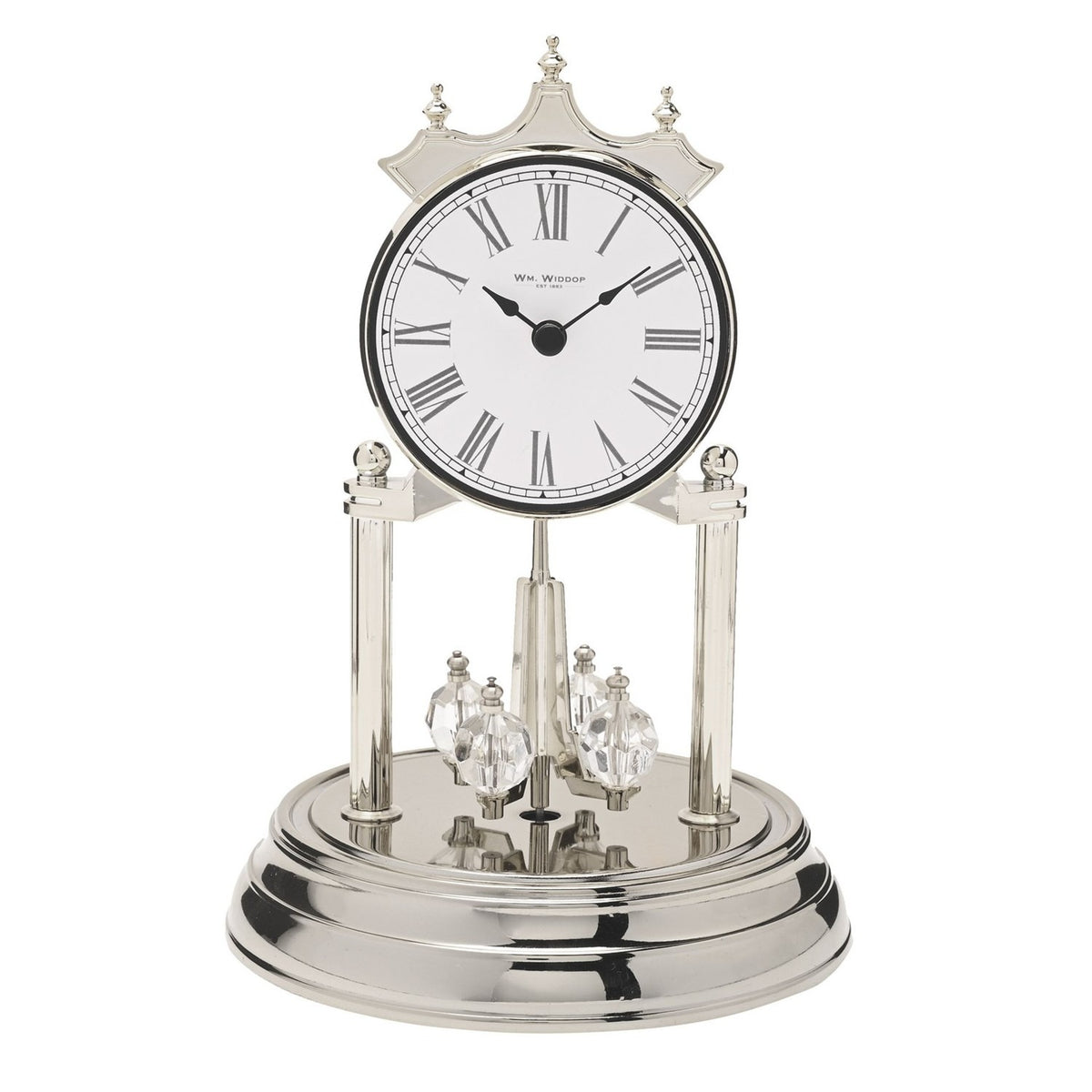 Arched Rotating Pendulum Anniversary Mantel Clock - Silver