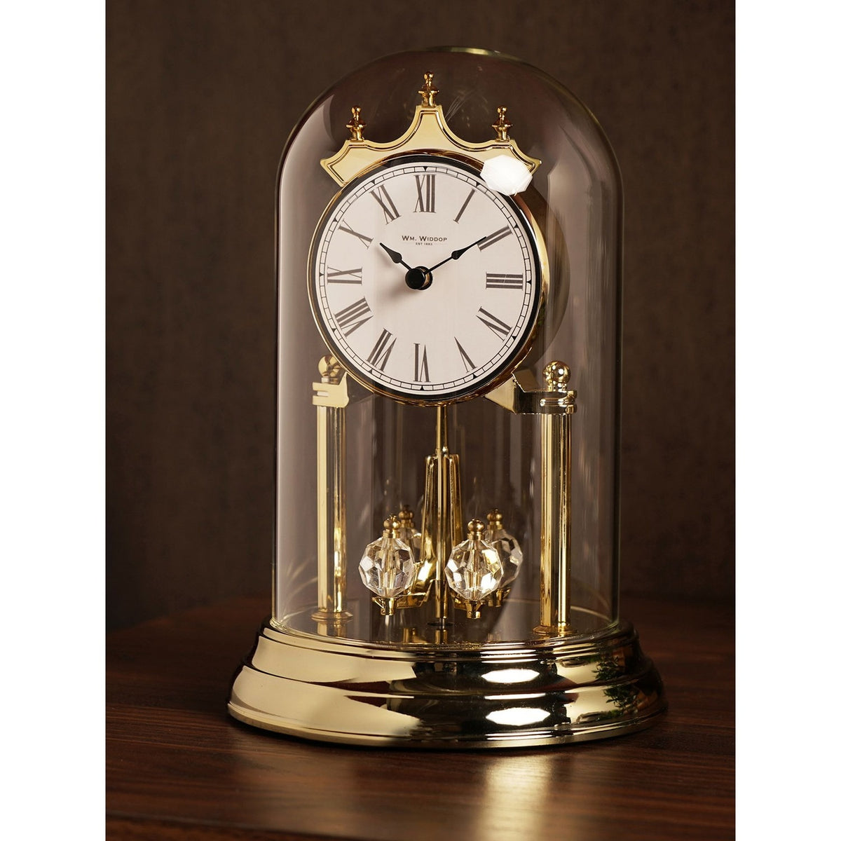 Rotating Pendulum Anniversary Metal Mantel Clock - Gold