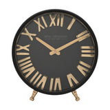 Roman Numeral Table and Mantel Clock 25.5cm - Black & Gold