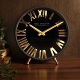 Roman Numeral Table and Mantel Clock 25.5cm - Black & Gold