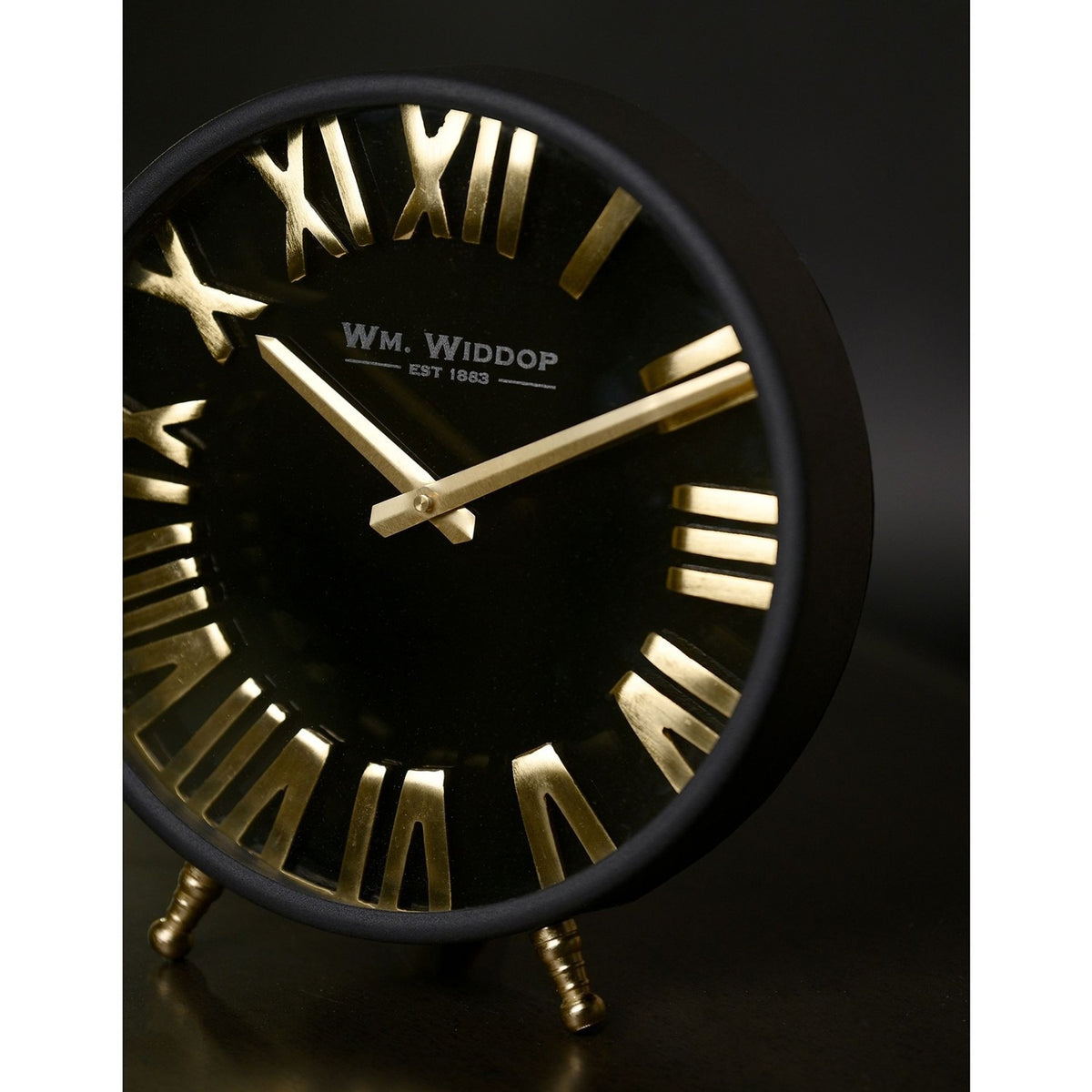 Roman Numeral Table and Mantel Clock 25.5cm - Black & Gold