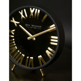 Roman Numeral Table and Mantel Clock 25.5cm - Black & Gold