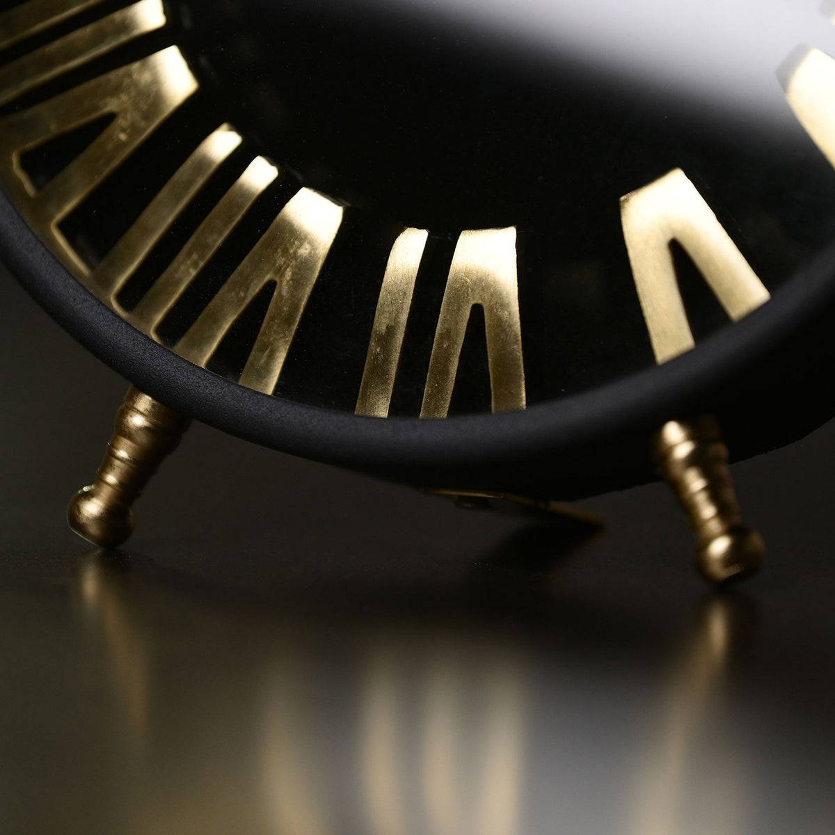 Roman Numeral Table and Mantel Clock 25.5cm - Black & Gold