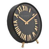Roman Numeral Table and Mantel Clock 25.5cm - Black & Gold