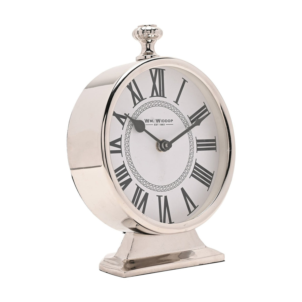 Round Roman Numeral Mantel Clock with Finial 15.5cm - Silver