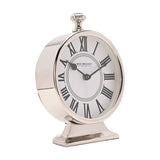 Round Roman Numeral Mantel Clock with Finial 15.5cm - Silver