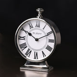 Round Roman Numeral Mantel Clock with Finial 15.5cm - Silver