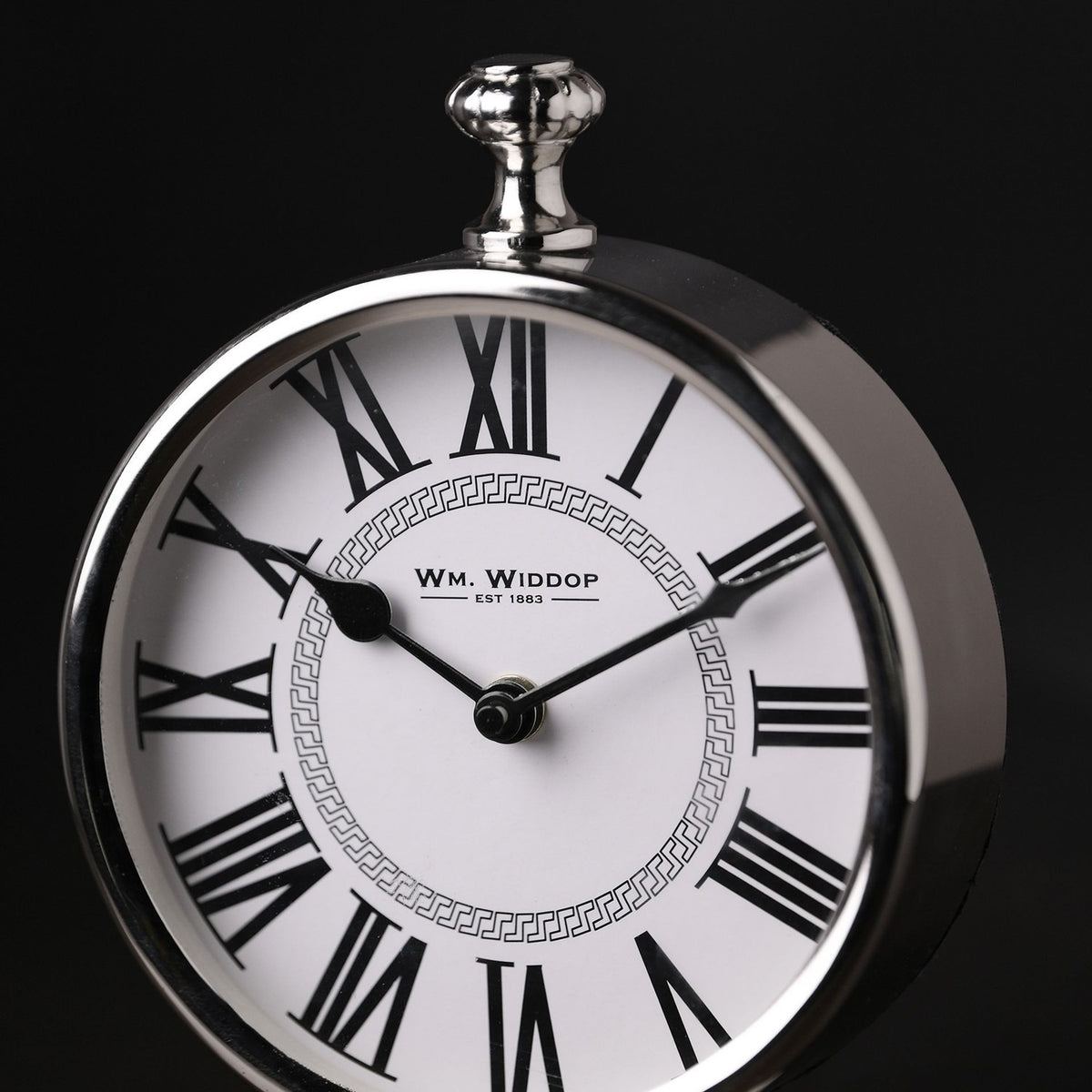 Round Roman Numeral Mantel Clock with Finial 15.5cm - Silver