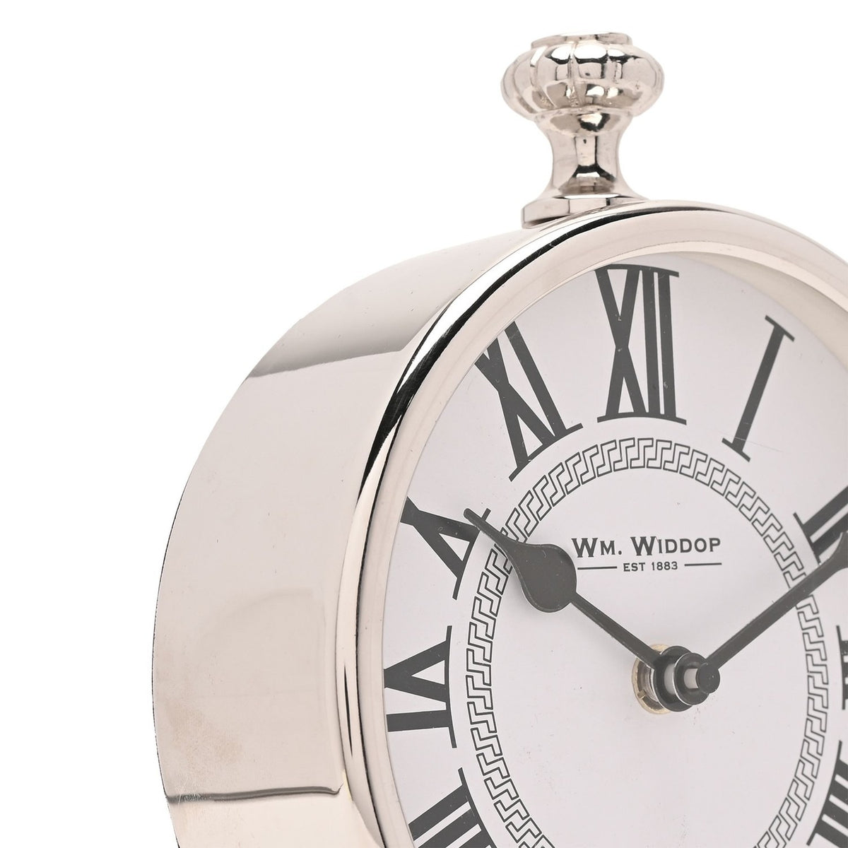 Round Roman Numeral Mantel Clock with Finial 15.5cm - Silver