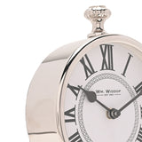 Round Roman Numeral Mantel Clock with Finial 15.5cm - Silver