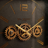 Square Mantel Clock with Moving Gears 37.4cm - Black & Gold