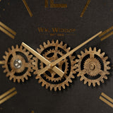 Square Mantel Clock with Moving Gears 37.4cm - Black & Gold