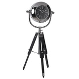 Tripod Mantel Clock with Black Roman Numeral Dial - Silver