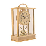 Rotating Pendulum Mantel Clock with Carry Handle - Gold