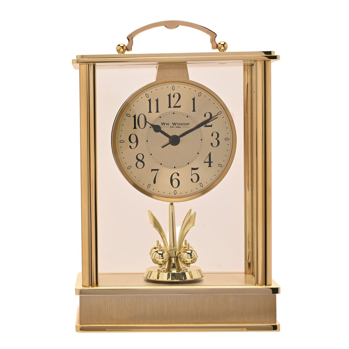 Rotating Pendulum Mantel Clock with Carry Handle - Gold