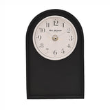Arch Resin Table and Mantel Clock with Silver Bezel - Black