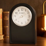 Arch Resin Table and Mantel Clock with Silver Bezel - Black