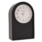 Arch Resin Table and Mantel Clock with Silver Bezel - Black