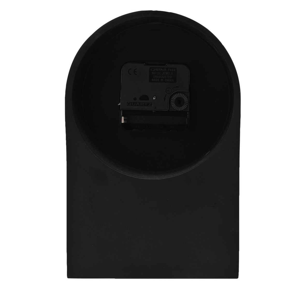 Arch Resin Table and Mantel Clock with Silver Bezel - Black