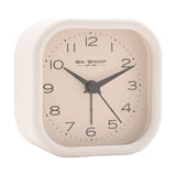 Square Metal Alarm Clock with Rounded Edges - White & Beige