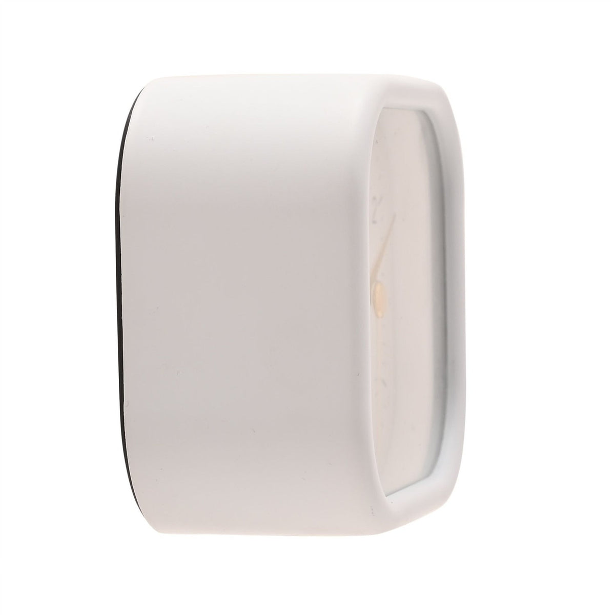 Square Metal Alarm Clock with Rounded Edges - White & Beige