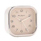 Rounded Square Chrome Metal Alarm Clock - Silver & Cream