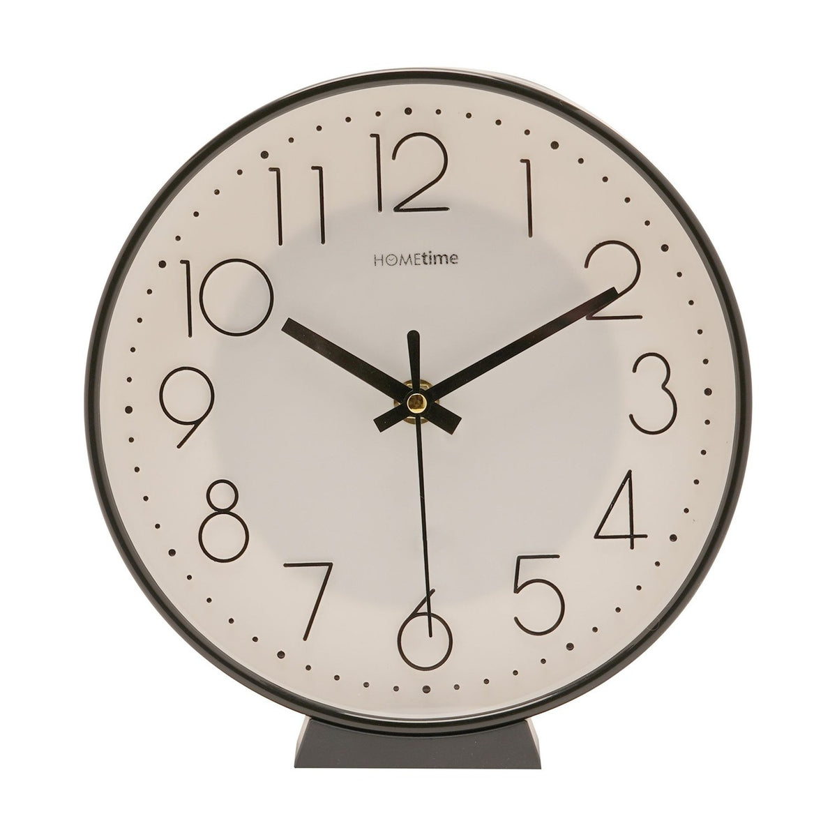 Round Quartz Tabletop Mantel Clock 20cm - Black & White