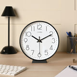 Round Quartz Tabletop Mantel Clock 20cm - Black & White