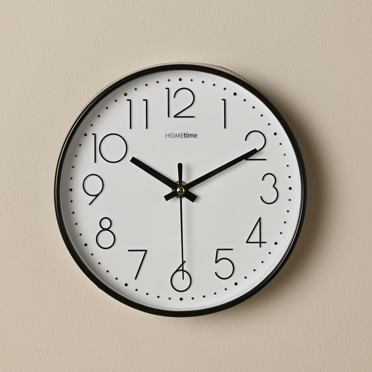 Round Quartz Tabletop Mantel Clock 20cm - Black & White