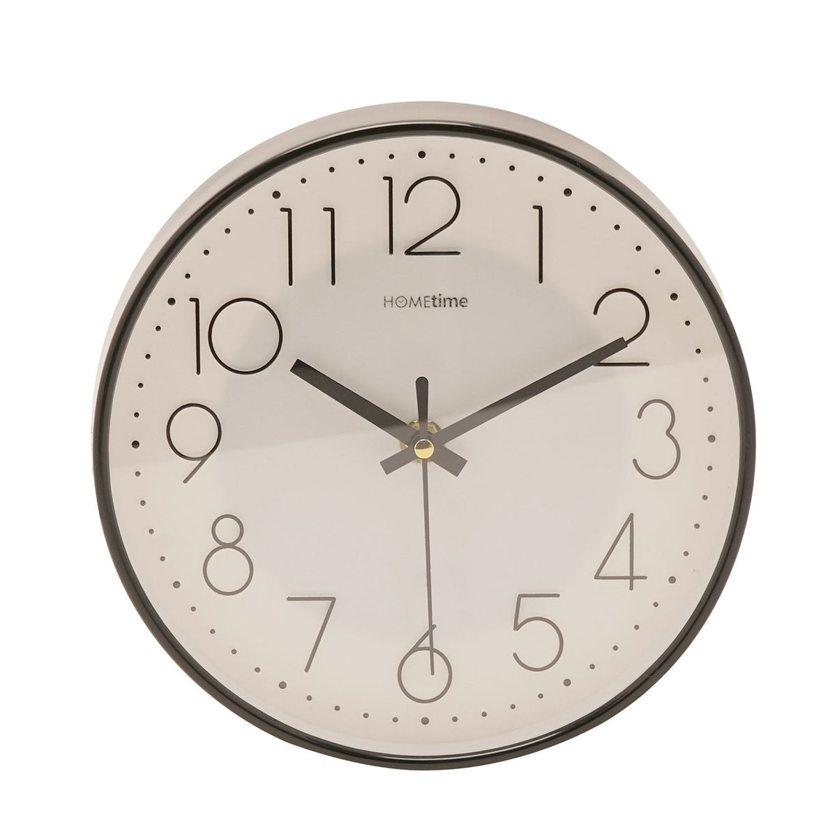 Round Quartz Tabletop Mantel Clock 20cm - Black & White