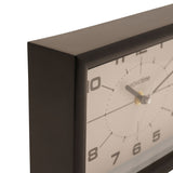 Close-up of the Modern Rectangular Tabletop Mantel Clock 25cm corner, showing the black frame edge and white dial with bold numerals on a plain background.