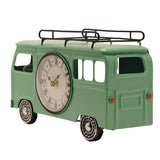 Campervan Metal Mantel Clock with Roman Numeral Dial - Green