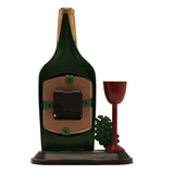 Wine Bottle Metal Mantel Clock with Grape Cluster - Green