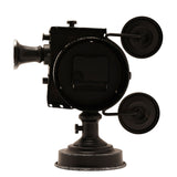 Film Projector Metal Mantel Clock with Twin Reels - Black