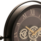Arched Roman Numeral Moving Gear Mantel Clock 45cm - Black