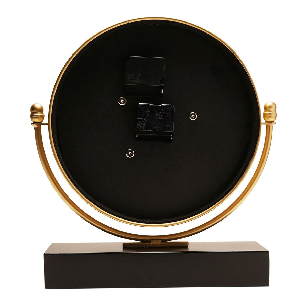 Round Moving Gear World Map Mantel Clock 39cm - Black & Gold