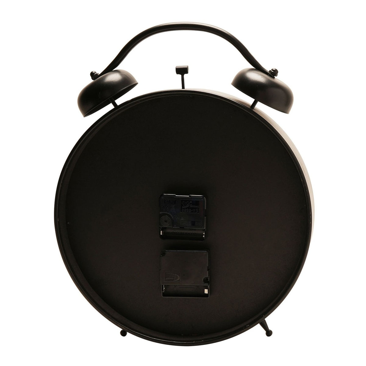 Round Twin Bell Moving Gear Mantel Clock 38.5cm - Black