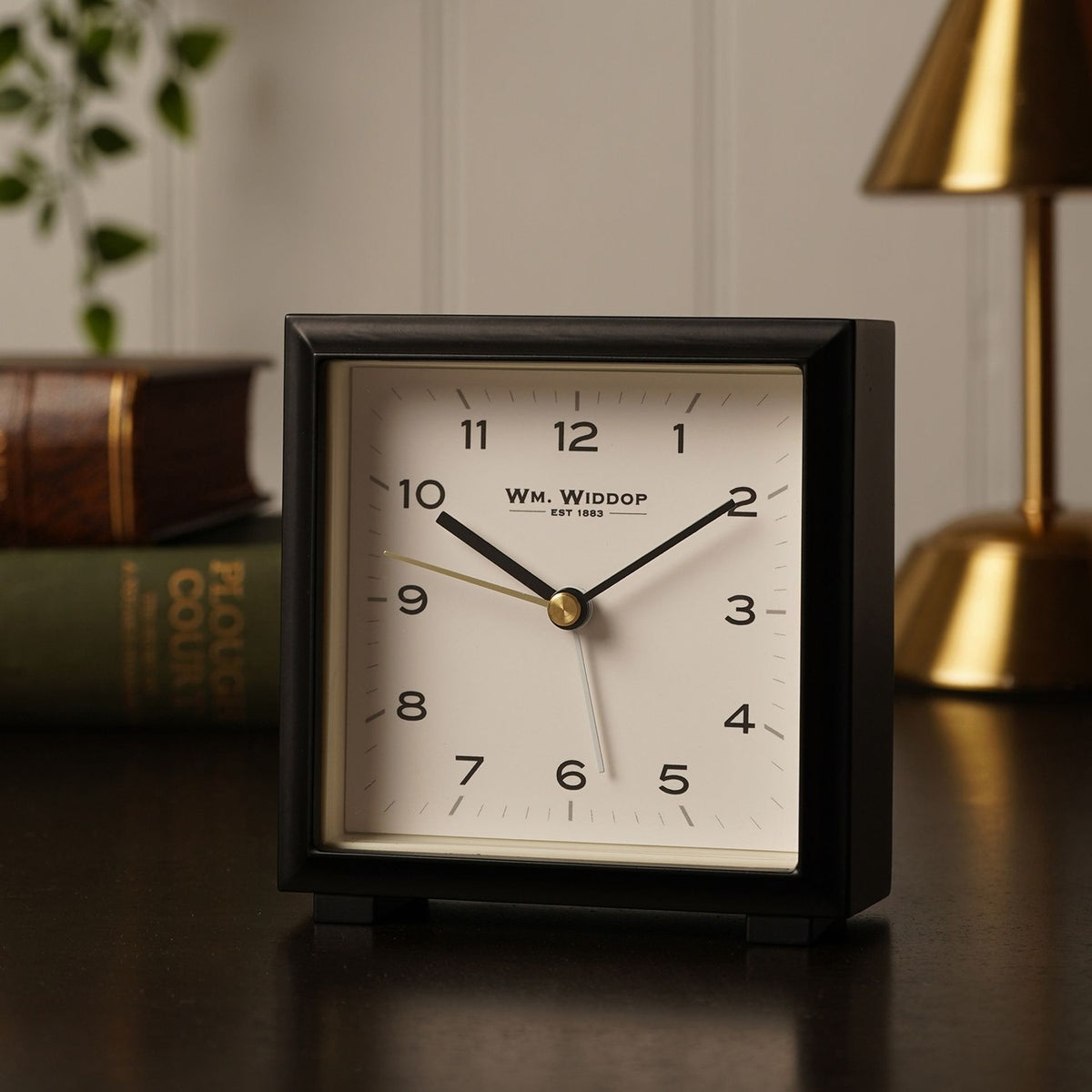 Square Metal Alarm Clock with Feet 11cm - Black & Cream
