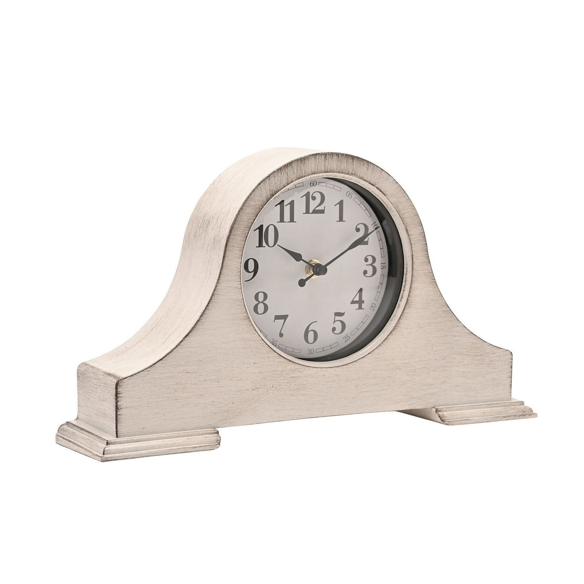 Arched Plastic Mantel Clock with Arabic Dial 36cm - White